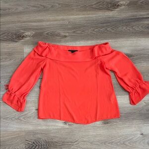 Banana Republic Orange Off the Shoulder Ruffled Blouse